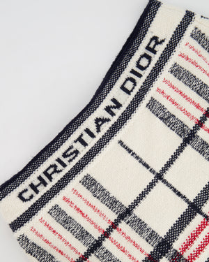 Christian Dior 2022 Cream Tartan Check'N'Dior Mini Wool Skirt with Logo FR 42 (UK 14)