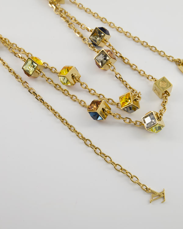 Louis Vuitton Vintage Long Necklace with Multi-Colour Stones and Logo Details