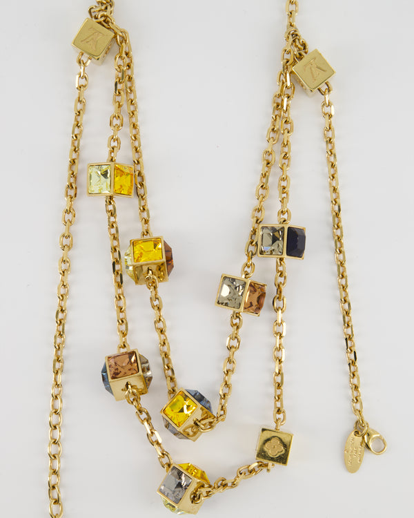Louis Vuitton Vintage Long Necklace with Multi-Colour Stones and Logo Details