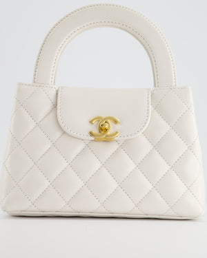 *HOT & RARE* Chanel White Small Mini Shopping Kelly Bag in Calfskin Leather with Brushed Antique Gold Hardware