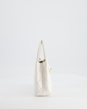 *HOT & RARE* Chanel White Small Mini Shopping Kelly Bag in Calfskin Leather with Brushed Antique Gold Hardware