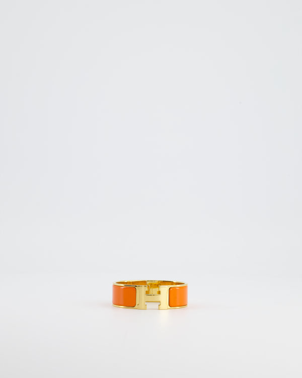 Hermès Clic Clac H Orange Enamel Gold Bracelet Size PM