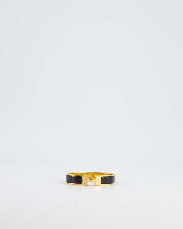 Hermès Clic Clac H Black Enamel Bracelet with Gold Hardware Size PM