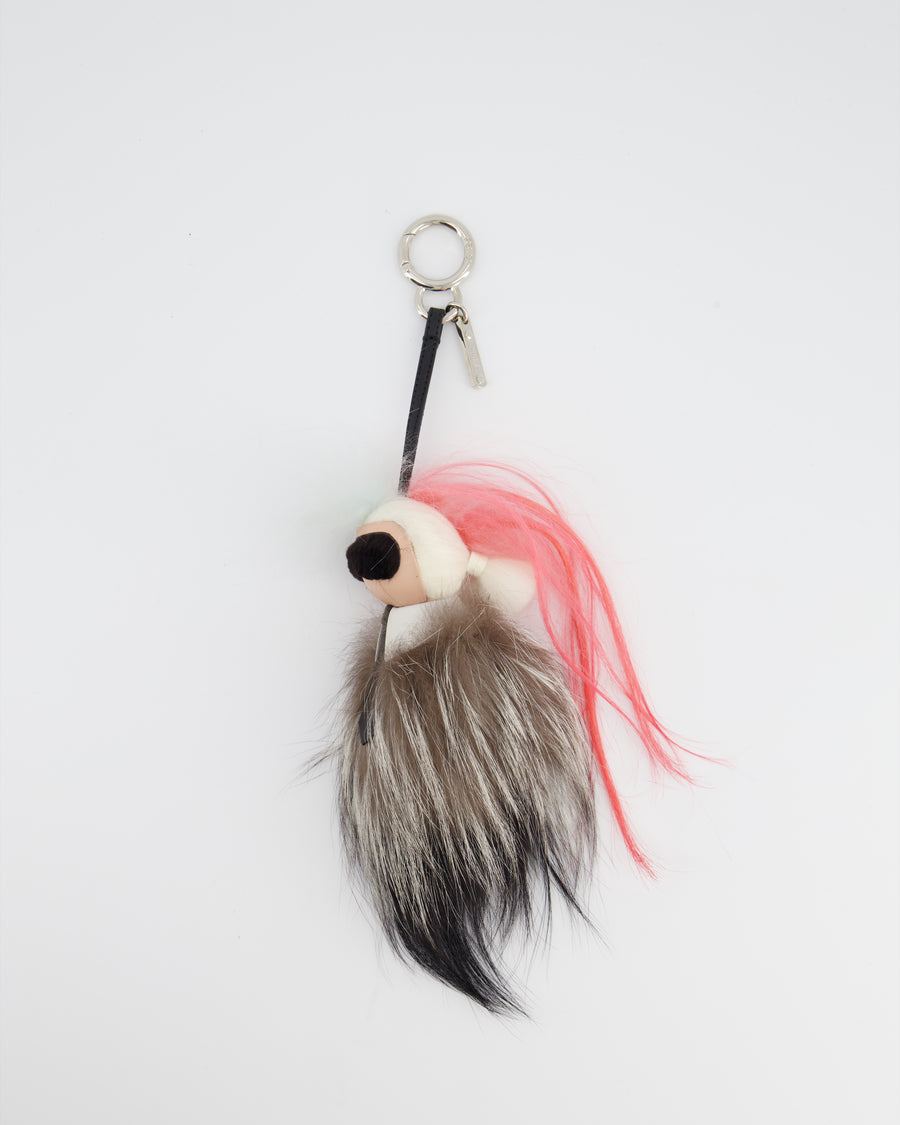 Fendi Fur "Karlito" Charm with Pink Hair Detail