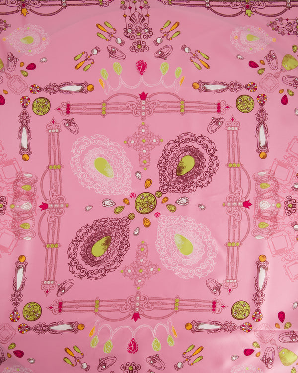 Cartier Pink Silk Scarf with Jewellery Motif