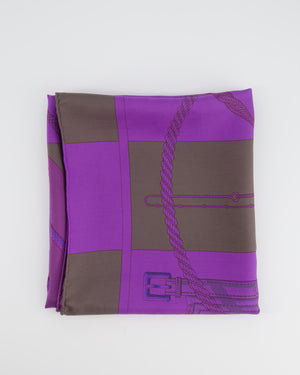 Hermes Purple & Silk Printed Scarf 90cm x 90cm