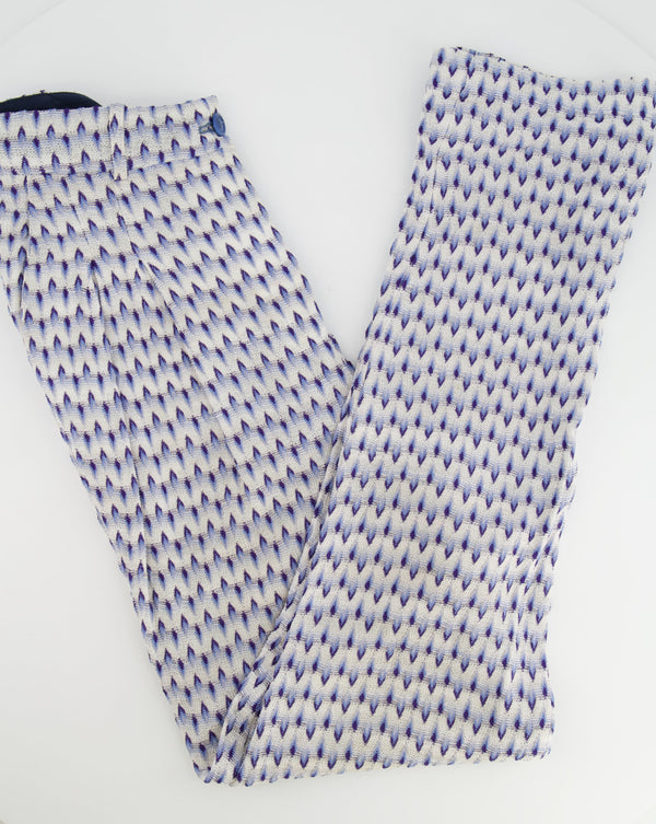 Missoni Blue and White Printed Trousers Size IT 40 (UK 8)