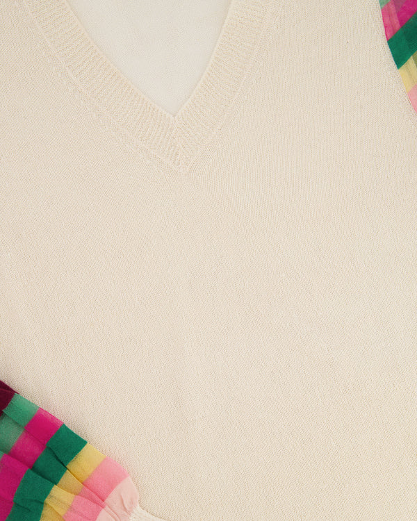 Chanel Cream and Multicolour Long-Sleeve Mini Tunic Dress Size FR  38 (UK 10)