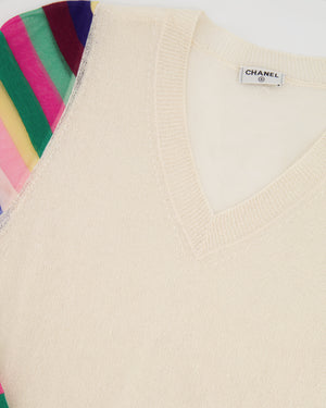 Chanel Cream and Multicolour Long-Sleeve Mini Tunic Top Size FR  38 (UK 10)