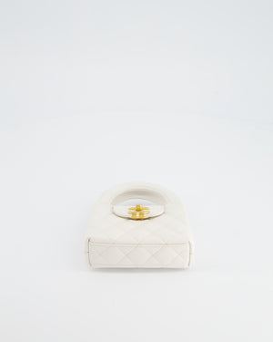 *HOT & RARE* Chanel White Mini Shopping Kelly Bag in Calfskin Leather with Brushed Antique Gold Hardwar