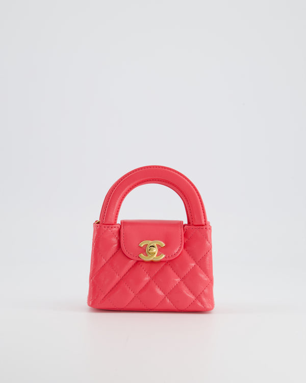 *HOT & RARE* Chanel Hot Pink Mini Kelly Shopping Bag in Calfskin Leather with Brushed Antique Gold Hardware