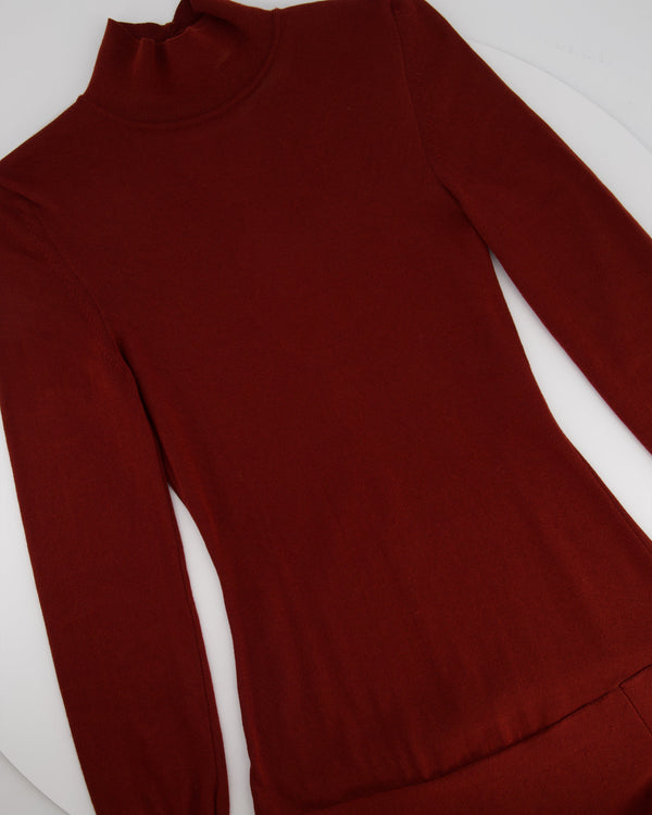 Burgundy Long Sleeve Maxi Dress with Cut-Out Back Detail Size UK 4-6