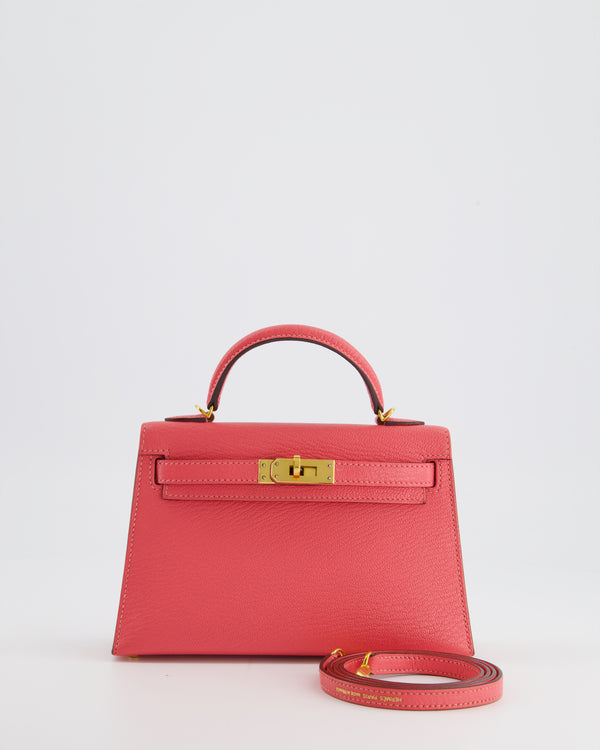 Hermès Mini Kelly II 20cm Bag in Rose Lipstick Chevre Mysore Leather with Gold Hardware