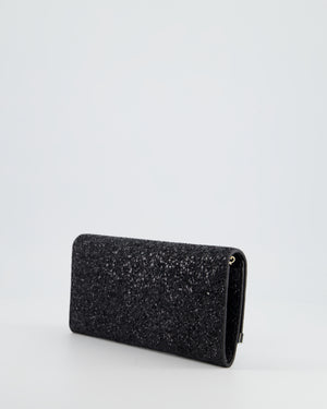 Jimmy Choo Black Glitter Embellished Emmie Tulle Clutch Bag with Silver Hardware RRP £650