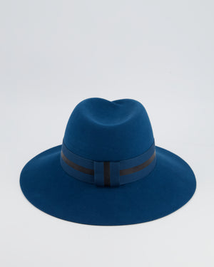 Maison Michel Paris Turquoise Wool Felt Hat with Grosgrain Trim RRP £477