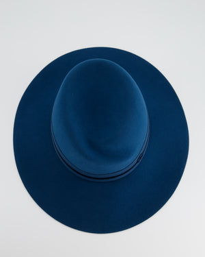 Maison Michel Paris Turquoise Wool Felt Hat with Grosgrain Trim RRP £477