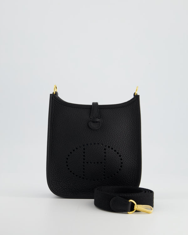 *HOT* Hermès Mini Evelyne Bag in Black Togo Leather with Gold Hardware