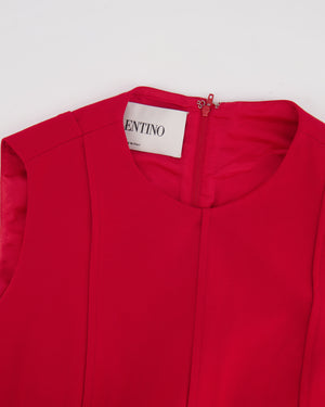 Valentino Red Wool Pleated Crepe Mini Dress Size IT 42 (UK 10) RRP £2,570
