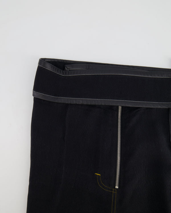 Céline Dark Grey Silk Trouser with Lambskin Leather Belt Detail Size FR 36 (UK 8)