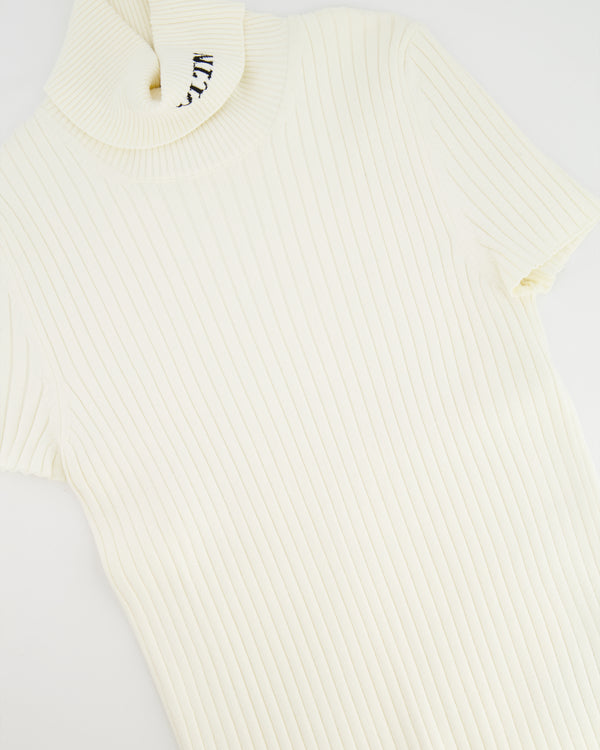 Valentino Cream Knit Short-Sleeve Top with VLTN Logo Detail Size S (UK 8) RRP £700