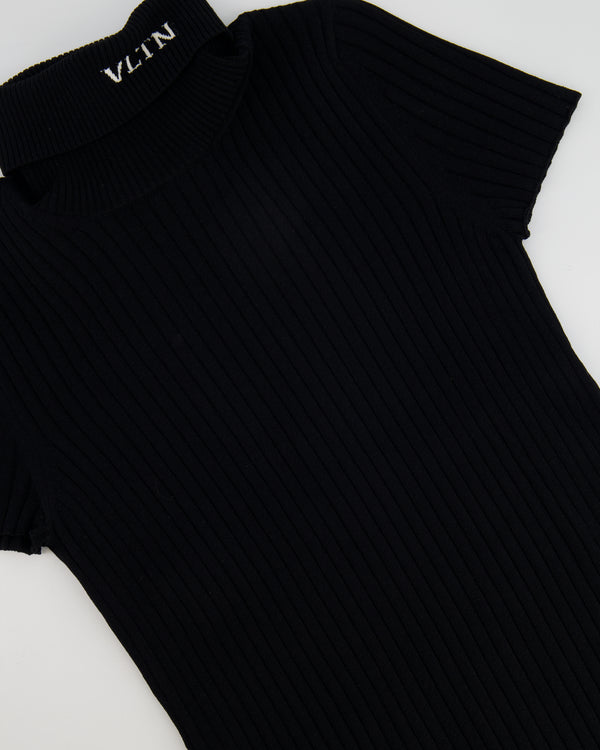 Valentino Black Knit Short-Sleeve Top with VLTN Logo Detail Size S (UK 8) RRP £700