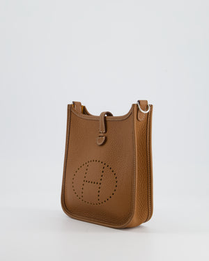 Hermès Mini Evelyne Bag in Gold Clemence Leather with Palladium Hardware