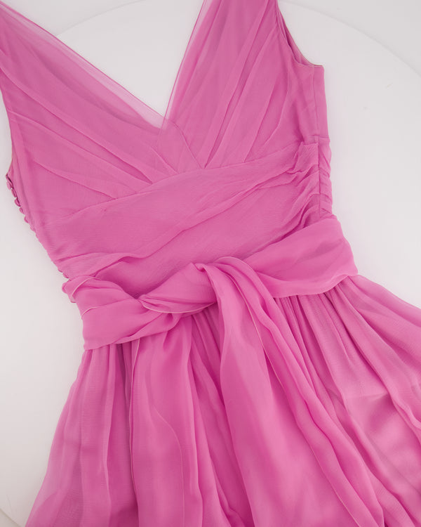 Christian Dior Pink Silk Maxi Dress with Scarf Size FR 38 (UK 10)
