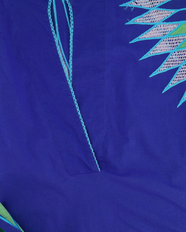 Emilio Pucci Electric Blue Printed Long-Sleeve Mini Dress Size FR 38 (UK 10)
