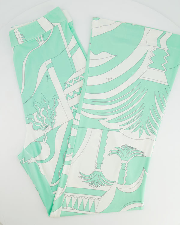 Emilio Pucci Turquoise and White Printed Trouser Size FR 36 (UK 8)