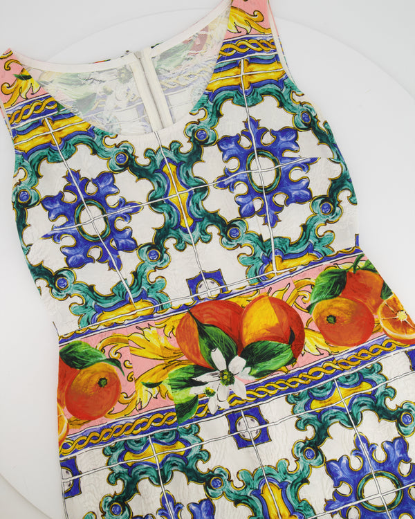 Dolce & Gabbana Sicily Orange Printed Multicolour Maxi Sleeveless Dress Size IT 44 (UK 12)