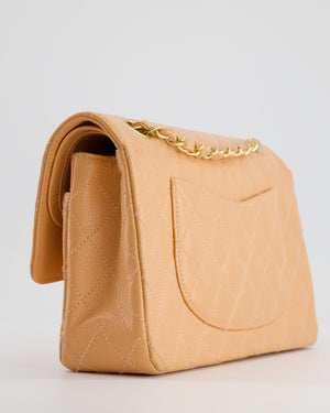 Chanel Vintage Peach Classic Medium Double Flap Bag in Caviar Leather with 24K Gold Hardware