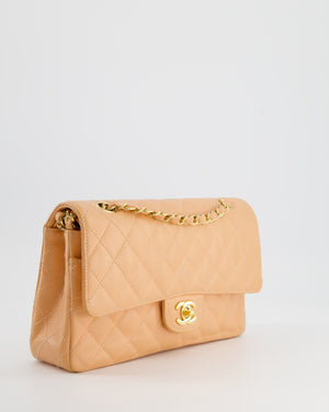 Chanel Vintage Peach Classic Medium Double Flap Bag in Caviar Leather with 24K Gold Hardware