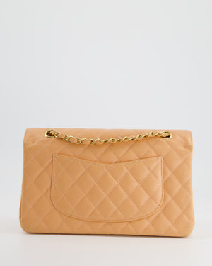 Chanel Vintage Peach Classic Medium Double Flap Bag in Caviar Leather with 24K Gold Hardware