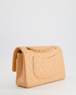 Chanel Vintage Peach Classic Medium Double Flap Bag in Caviar Leather with 24K Gold Hardware
