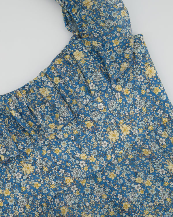 Zimmermann Blue Floral Printed Linen Sleeveless Dress Size 1 (UK 10)