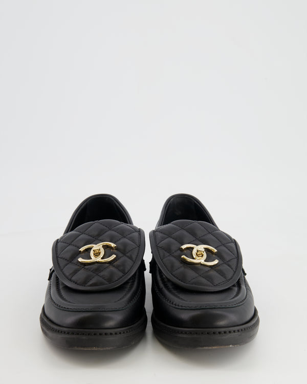 *FIRE PRICE* Chanel Black Lambskin Leather Loafers with Gold CC Logo Size 40C RRP £1,300