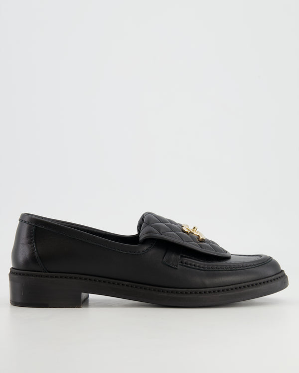 *FIRE PRICE* Chanel Black Lambskin Leather Loafers with Gold CC Logo Size 40C RRP £1,300