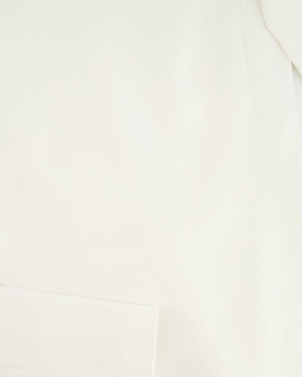 David Koma White Longsleeve Asymmetrical Shoulder Mini Dress Size UK 8