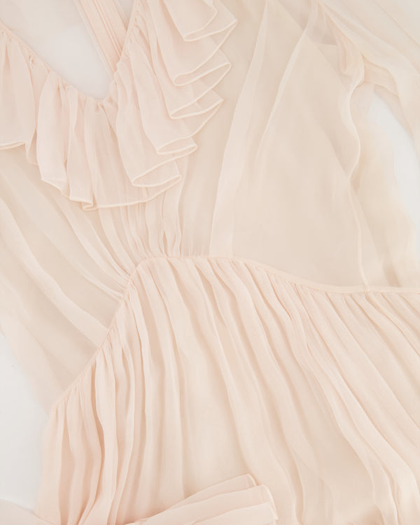 Givenchy Blush Pink Ruffle Long-Sleeve Mini Dress Size FR 34 (UK 6)