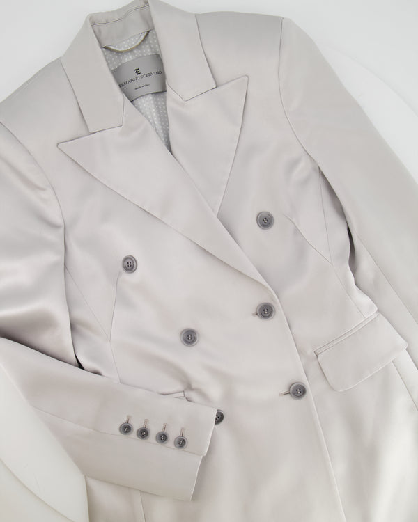 Ermanno Scervino Silver Satin Blazer Jacket with Buttons Size IT 40 (UK 8)