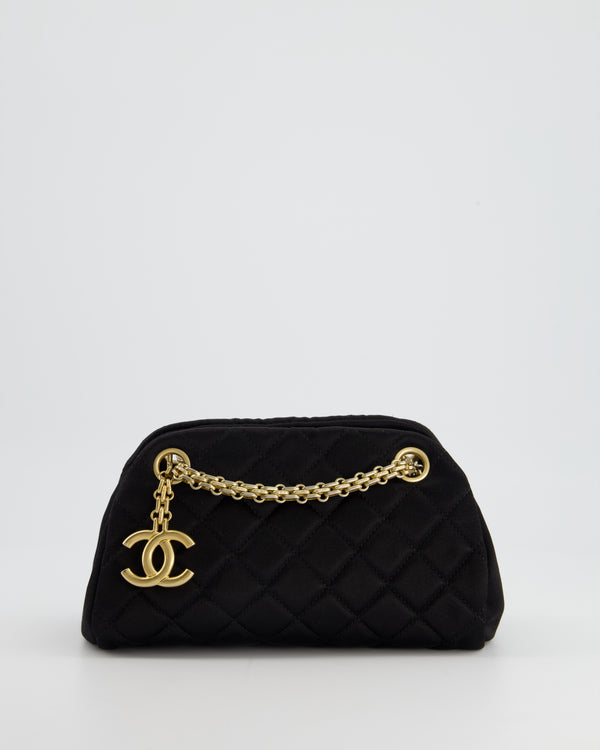*HOT & FIRE PRICE* Chanel Black Satin Mini Mademoiselle Shoulder Bag with Champagne Gold Hardware