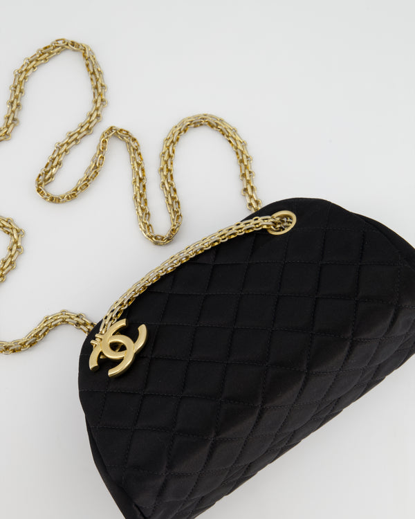 *HOT & FIRE PRICE* Chanel Black Satin Mini Mademoiselle Shoulder Bag with Champagne Gold Hardware