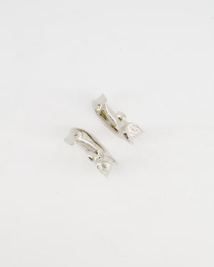 Alaia Fluide Drop Hoop Earrings in Silver