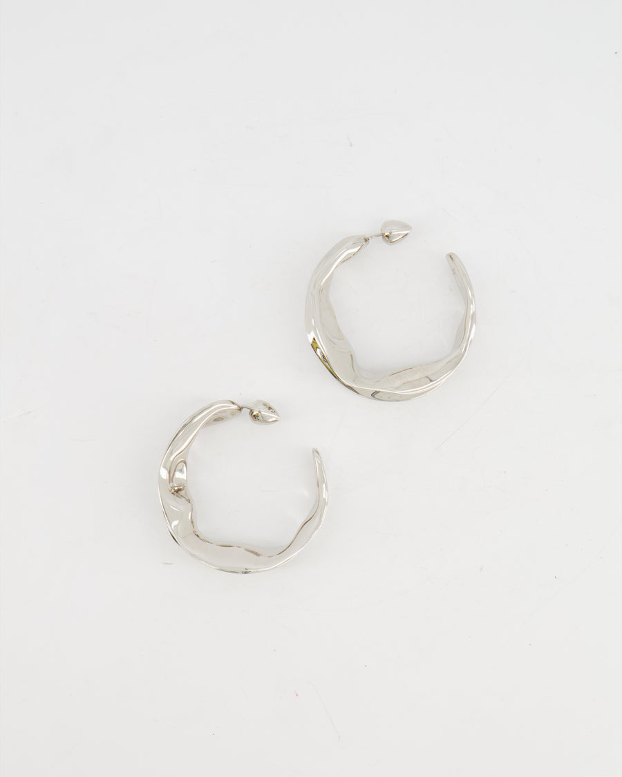 Alaia Fluide Drop Hoop Earrings in Silver