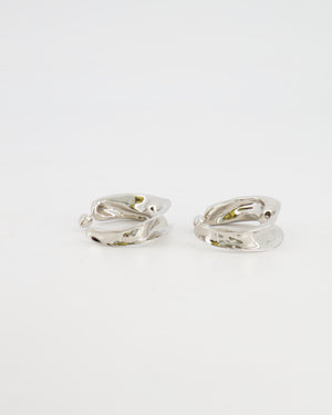 Alaia Fluide Drop Hoop Earrings in Silver