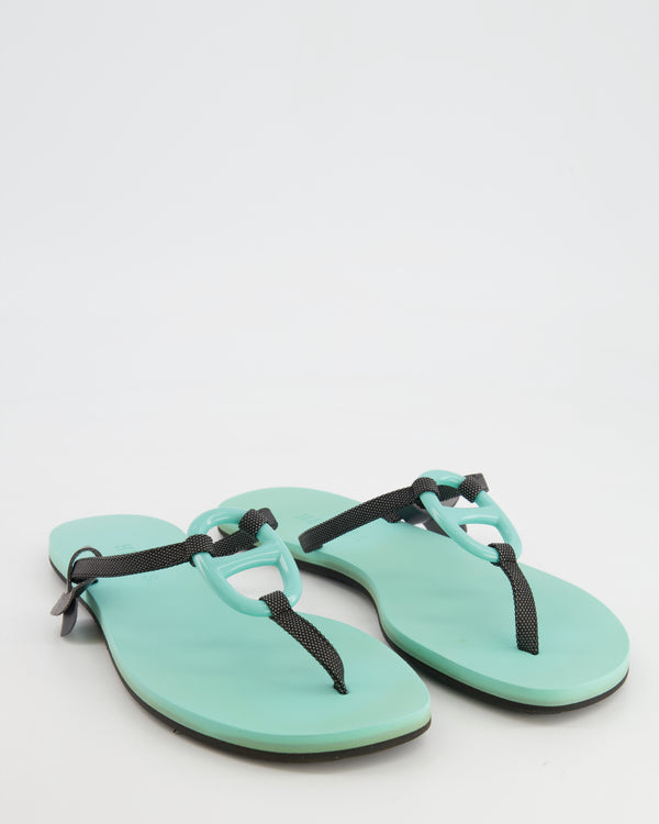 Hermès Turquoise Blue Kala Sandals with Chaine d'Ancre Detail Size EU 39