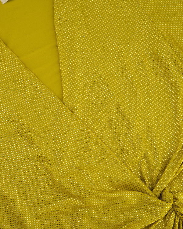 Alexandre Vauthier Yellow Crystal Long-Sleeve Draped Long Dress FR 40 (UK 12)