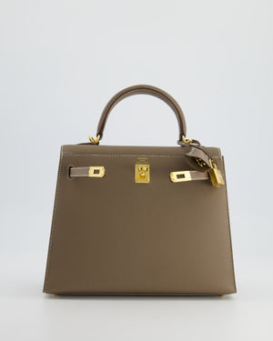 *HOLY GRAIL* Hermès Kelly Sellier Bag 25cm in Etoupe Epsom Leather with Gold Hardware