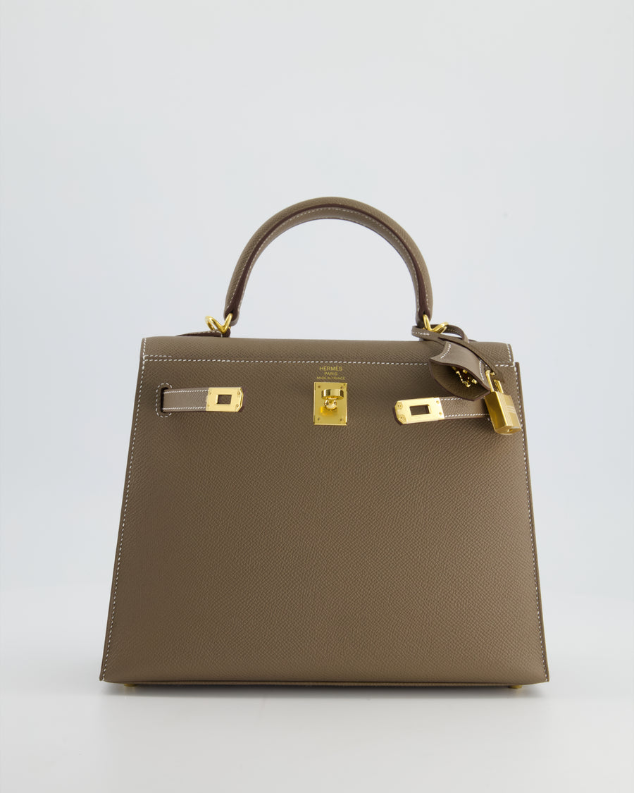*HOLY GRAIL* Hermès Kelly Sellier Bag 25cm in Etoupe Epsom Leather with Gold Hardware