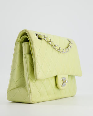 *FIRE PRICE* Chanel Lime Green Small Classic Double Flap Bag in Lambskin Leather with Silver Gold Hardware
